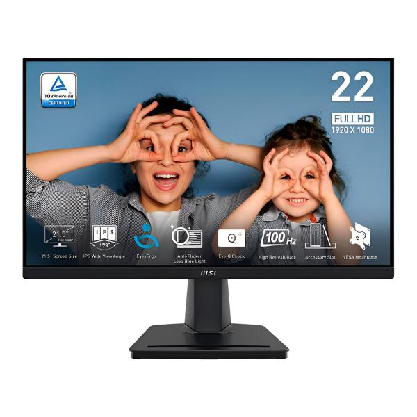 Monitor 21.5" Msi PRO MP225 1920 X 1080 100HZ 1MS IPS FHD LED Plano Negro 9S6-3PC6CM-001 Imagen principal del producto