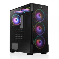 CASE GAMING  X-LION H2-520 TEMPERED  GLASS SIDE PANEL USB2.0*2   USB3.0*1   HD AUDIO   3 FAN