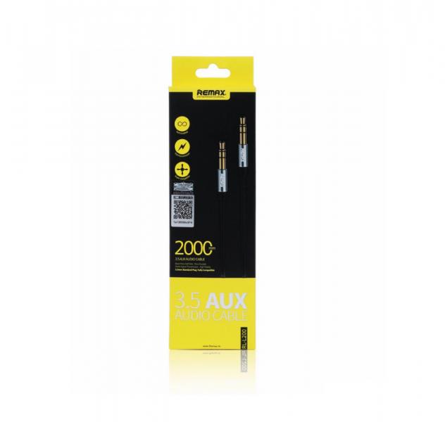CABLE AUXILIAR 3.5MM RL-L200 2MT REMAX - NEGRO Imagen principal del producto