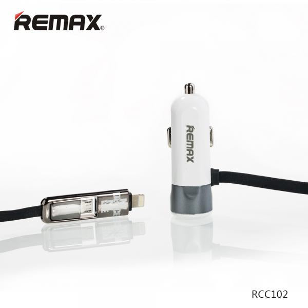 Cargador Carro USB Lightning Micro B RCC102 Remax - Plateado