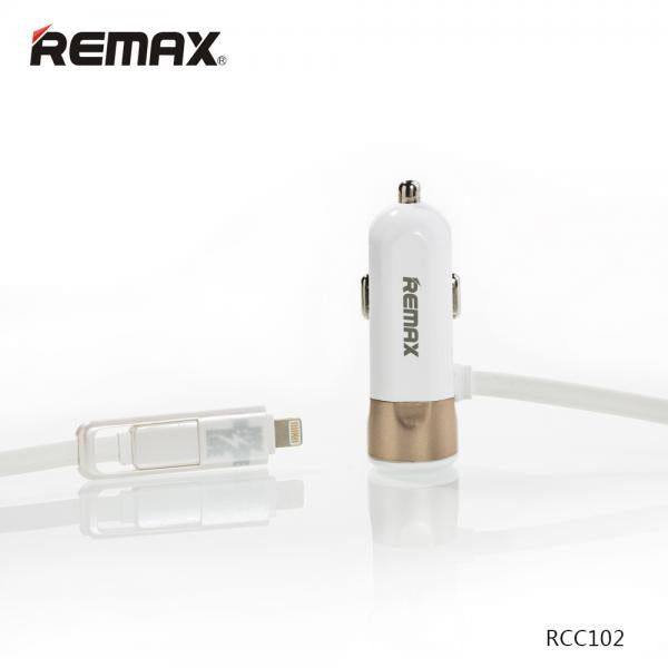Cargador Carro USB Lightning Micro B RCC102 Remax - Plateado