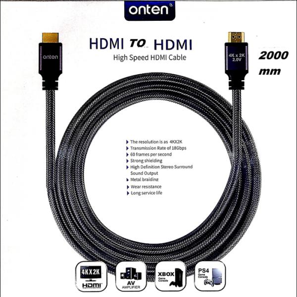 Cable HDMI Tipo a Macho a Macho OTN-8308 Onten - 2M Negro