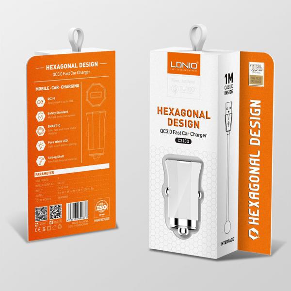 Cargador Carro C313Q Ldnio - Micro B Blanco Imagen principal del producto