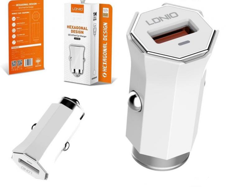 Cargador Carro C313Q Ldnio - Micro B Blanco