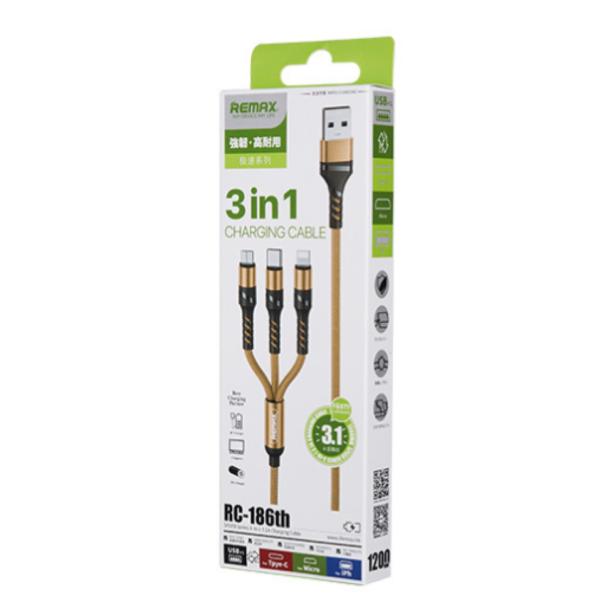 Cable RC-186TH 3EN1 Serie Speed Remax - Dorado