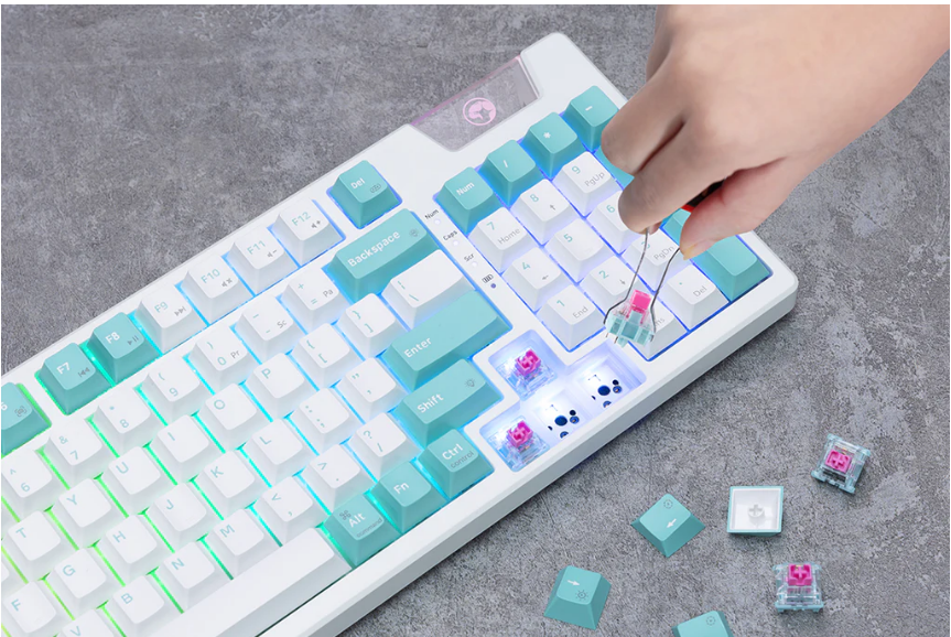 Teclado Linea PRO Gaming KG972W Marvo - Blanco Celeste