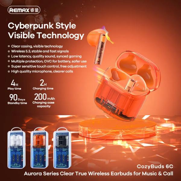 Audifonos Manos Libres Bluetooth 6C Serie Aurora Remax - Blanco