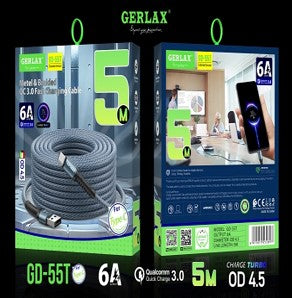 Cable USB Lightning GD-55L Gerlax 5M Negro - 5M Negro