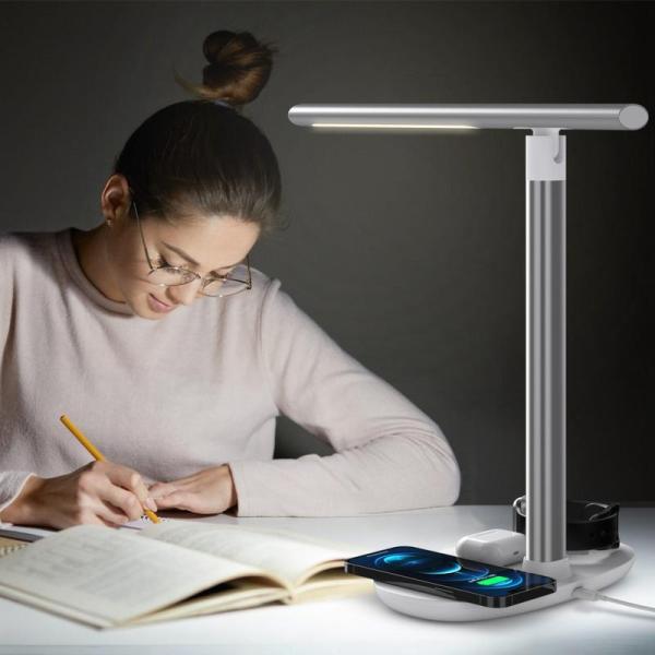 Cargador Inalambrico y Lampara Escritorio WY-02 - Blanco