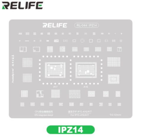 Plantilla de Precision Bga RL-044 Relife - IPZ14 Ip15-a16/a17 CPU