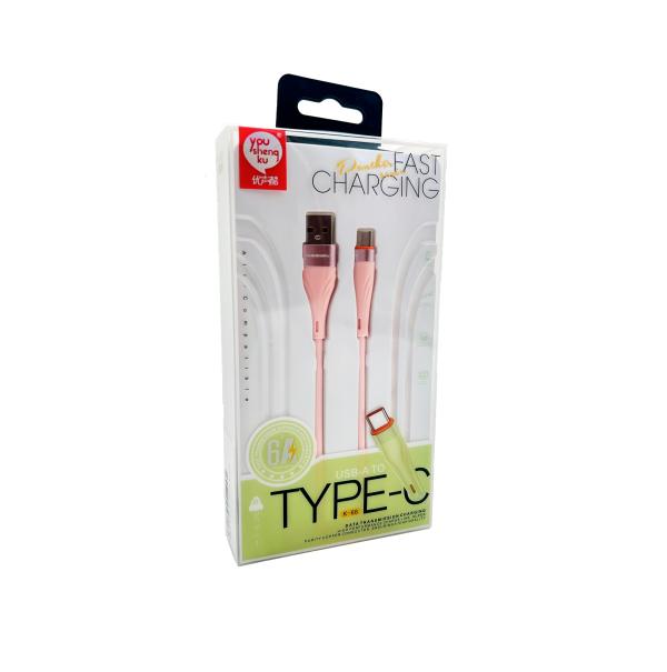 Cable USB Tipo C K-68 Youshengku - Rosado