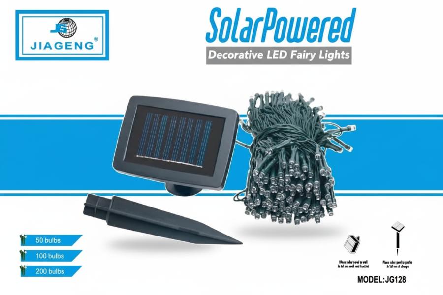 Tira Luces LED con Panel Solar JG128 - 100 Luces Colores