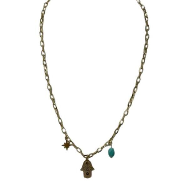 Poderosa collar dorado mano de fatima