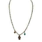 Collar de Acero Diseño Mano de Fatima Dorado