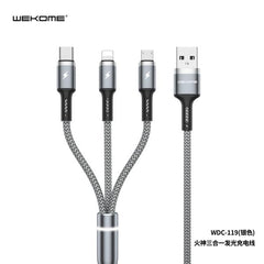 CABLE USB MULTIPLATAFORMA WDC-119 SERIE VULCAN WK DESING PLATEADO