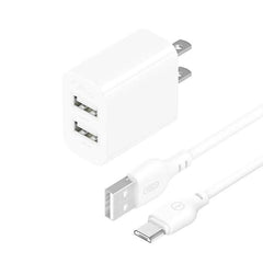 CARGADOR COMPLETO 2 USB- MICRO 2.4A MODELO L109 XO BLANCO