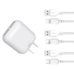 CARGADOR COMPLETO 2 USB A LIGHTNINH 12W 2.4A MODELO L78 XO BLANCO