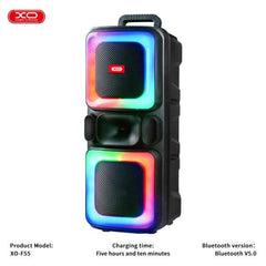 PARLANTE BLUETOOTH DOBLE CON MICROFONO MODELO F55 XO NEGRO