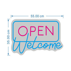 ROTULO LUZ NEON OPEN WELCOME