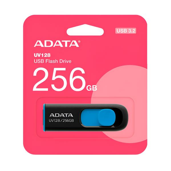 Memoria USB 256GB Adata UV128 USB-A 3.2 Gen 1 AUV128-256G-RBE - Negro / Azul