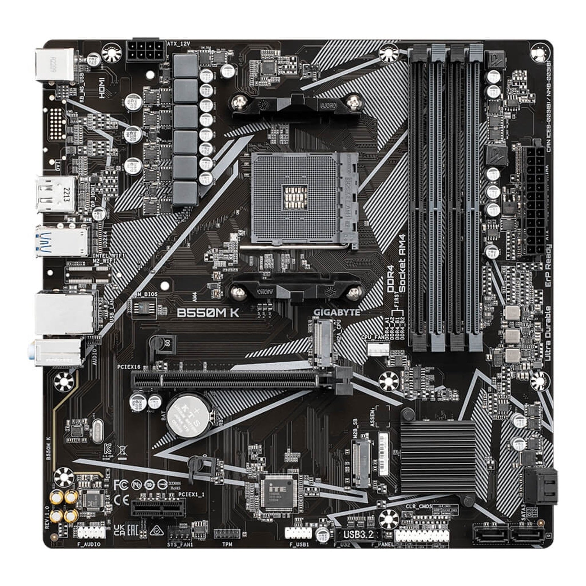 Tarjeta Madre Gigabyte B550M K AM4 Micro-ATX DDR4 Negra Imagen principal del producto