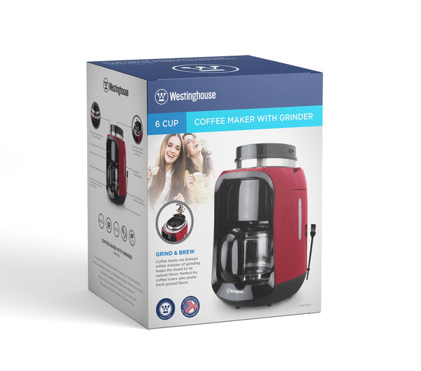 Westinghouse cafetera con moledor café 2 en 1 roja  - WKCM256