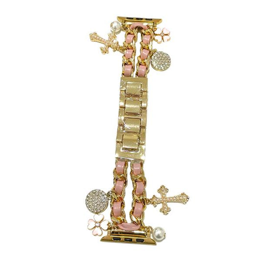 BANDA PARA RELOJ DISEÑO CRUZ ROSADA/DORADO 38/41 MM
