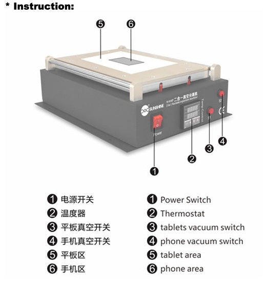 Plancha de Calefacion Digital para Separar Vacumm SS-918P Sunshine
