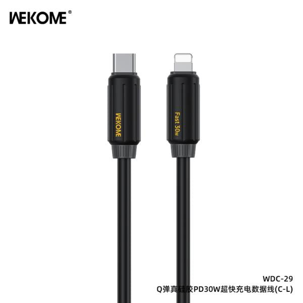 CABLE USB TIPO C A LIGHTNING 30W MODELO WDC-29 WEKOME NEGRO