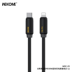 CABLE USB TIPO C A LIGHTNING 30W MODELO WDC-29 WEKOME NEGRO