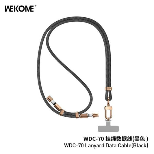 CABLE LANYARD TIPO C A TIPO C MODELO WDC-70 WEKOME NEGRO