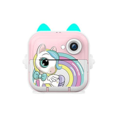 CAMARA DE IMPRESION INSTANTANEA PARA NIÑOS DISEÑO UNICORNIO MODELO Q5 ROSADO