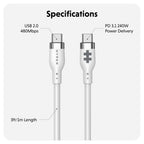 Targus cable de carga hyper USB-C 2.0  silicona 240W 3.3' blanco - HJ4001WHGL