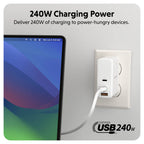 Targus cable de carga hyper USB-C 2.0  silicona 240W 3.3' blanco - HJ4001WHGL