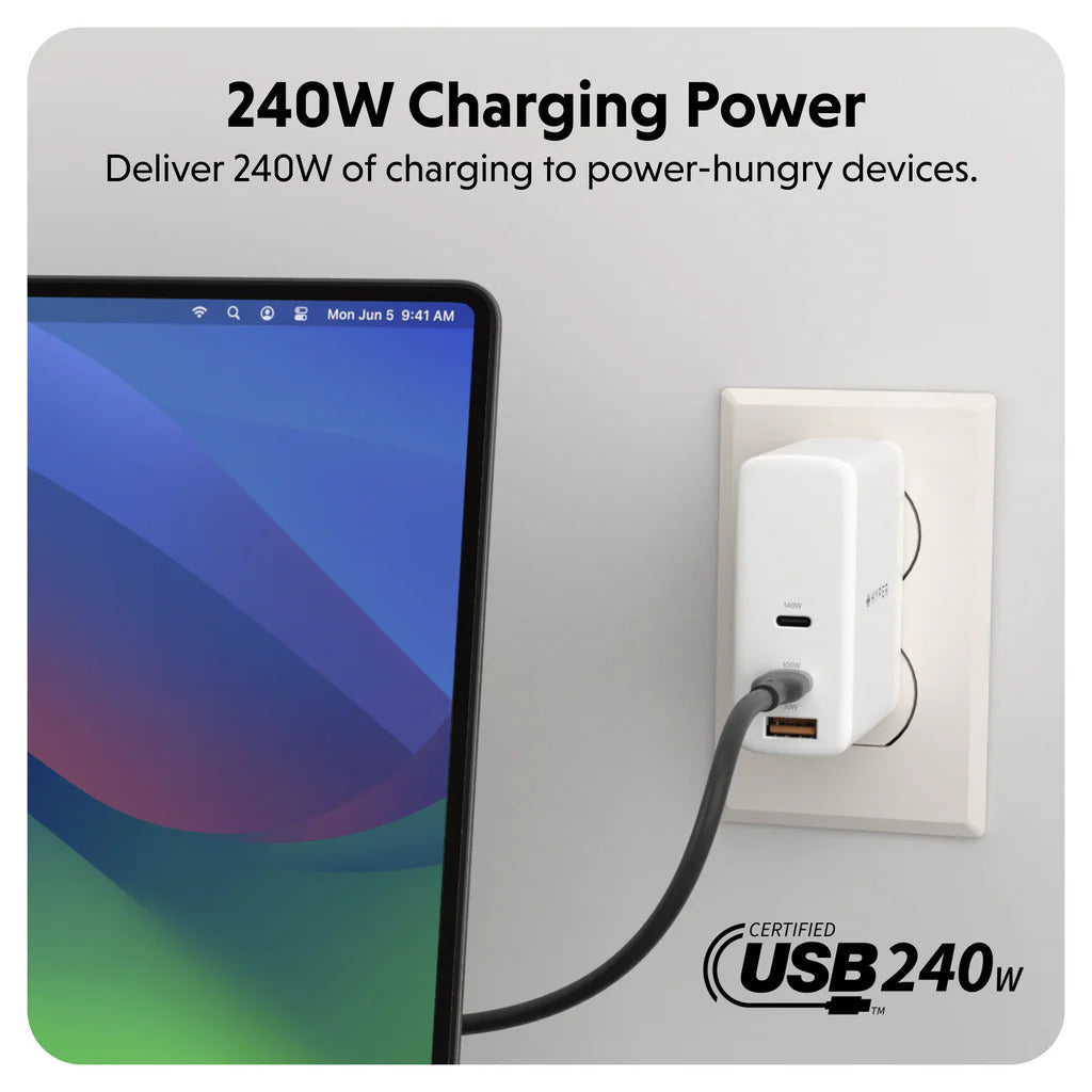 Targus cable de carga hyper USB-C 2.0  silicona 240W 3.3' negro - HJ4001BKGL