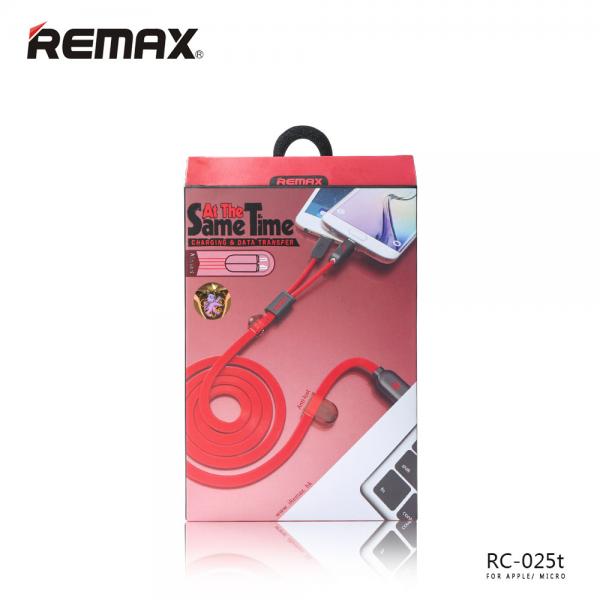 Cable USB Lightning Micro B RC-025T Gemini 2EN1 Remax - Rojo
