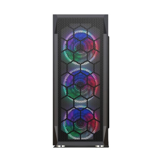 CASE GAMING RGB  EAGLE WARRIOR CG08Z3RA002C MID TOWER VENTILADORES 3 DE 120MM CON VIDRIO LATERAL Y MALLA FRONTAL