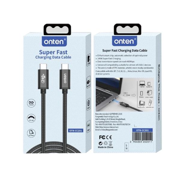 Cable USB Tipo C OTN-CC201 Onten - 1M Negro