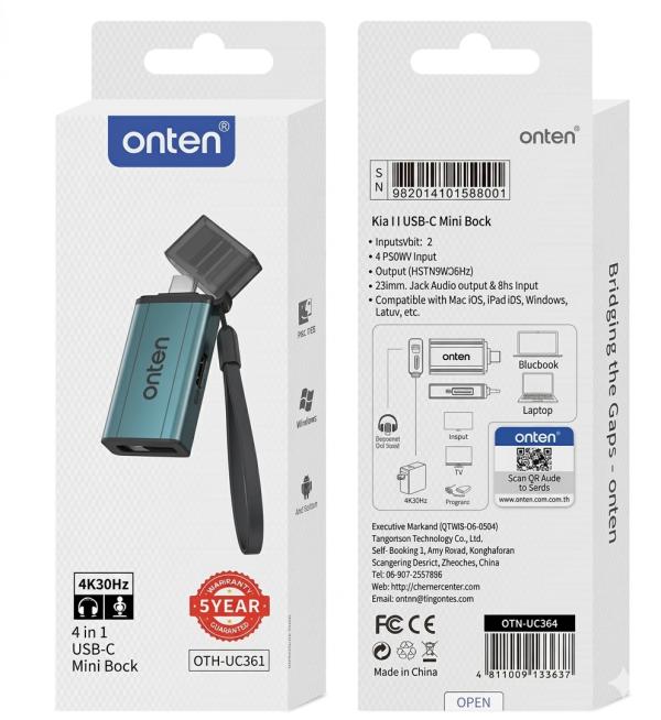 Convertidor de Video USB C a Hdtv HDMI OTN-UC362 Onten - Negro