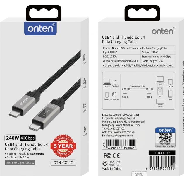 Cable USB Tipo C con Convertidor de Video OTN-CC2121 Onten - 1.2m Negro