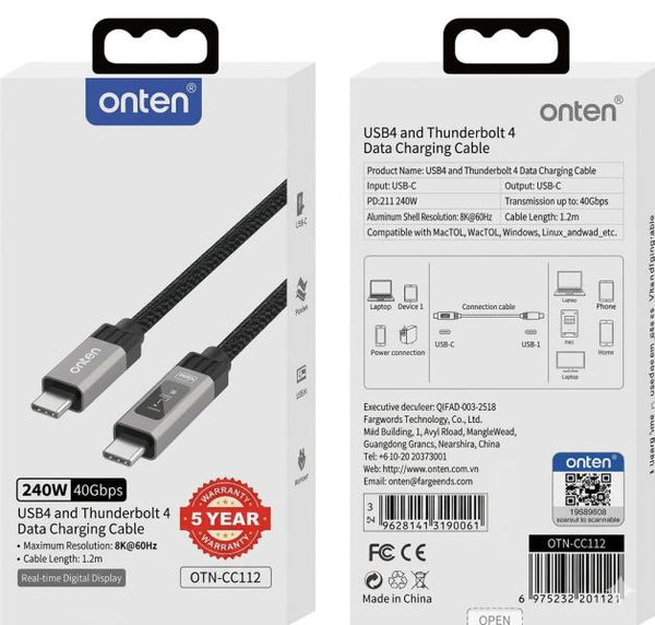 Cable USB Tipo C con Convertidor de Video OTN-CC2121 Onten - 1.2m Negro