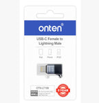 Adaptador USB Lightning Macho a USB Tipo C Hembra OTN-LT106 Onten - Negro