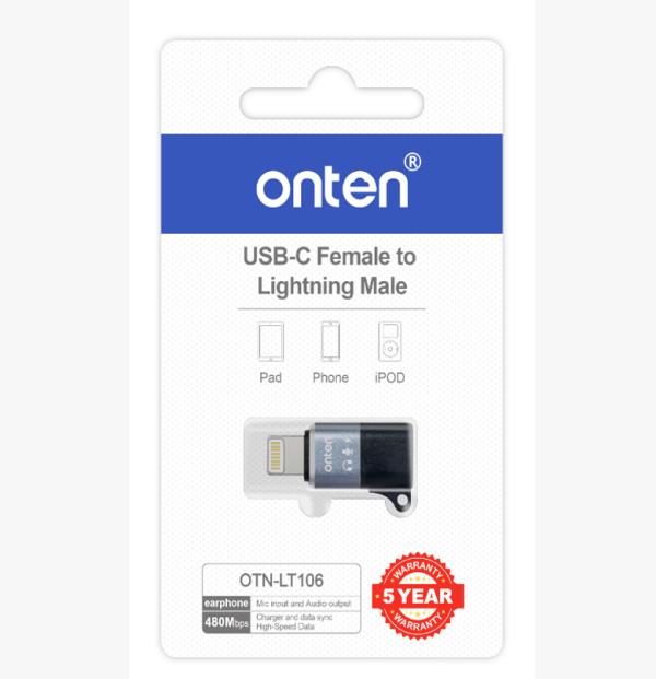 Adaptador USB Lightning Macho a USB Tipo C Hembra OTN-LT106 Onten - Negro