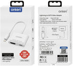 Adaptador de Video USB Lightning Macho a HDMI USB Tipo C Hembra OTN-7565M Onten - 12CM Blanco