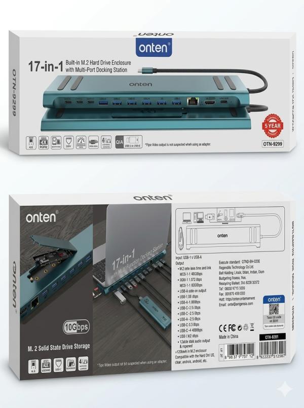 Estacion Dock Multifuncional USB Tipo C OTN-9399 Onten - Verde