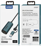 Adaptador Convertidor de Video USB Tipo C y USB Tipo a Ethernet OTN-UE65 Onten - Verde