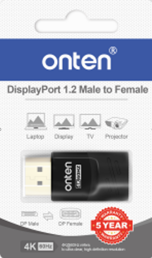 Adaptador Display Port Macho a Hembra DP81D Onten - Negro