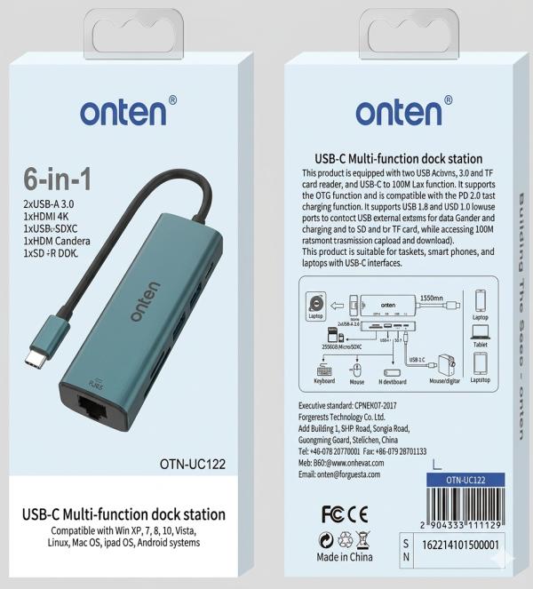 Estacion Dock Multifuncional USB Tipo C OTN-UC122 Onten