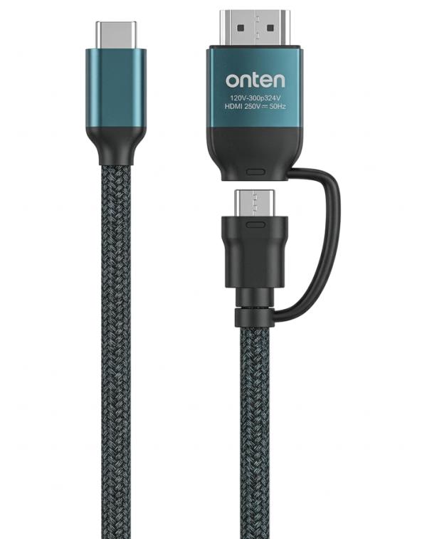 Cable USB Tipo C a Tipo C y HDMI con Convertidor de Video OTN-UC956 Onten - 2M Verde