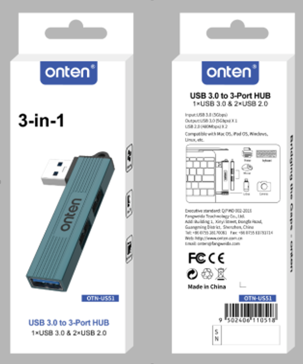 Hub USB Tipo C OTN-US51 Onten